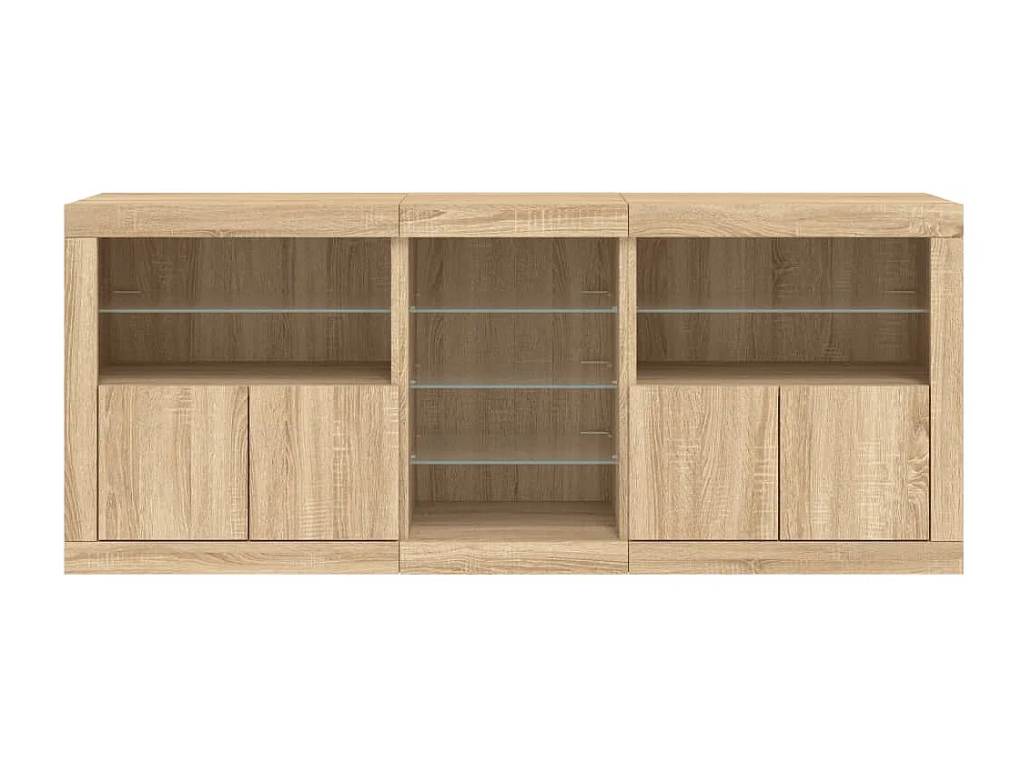 Sideboard mit LED-Leuchten Anrichte Sonoma-Eiche 181,5x37x67 cm -RM49082