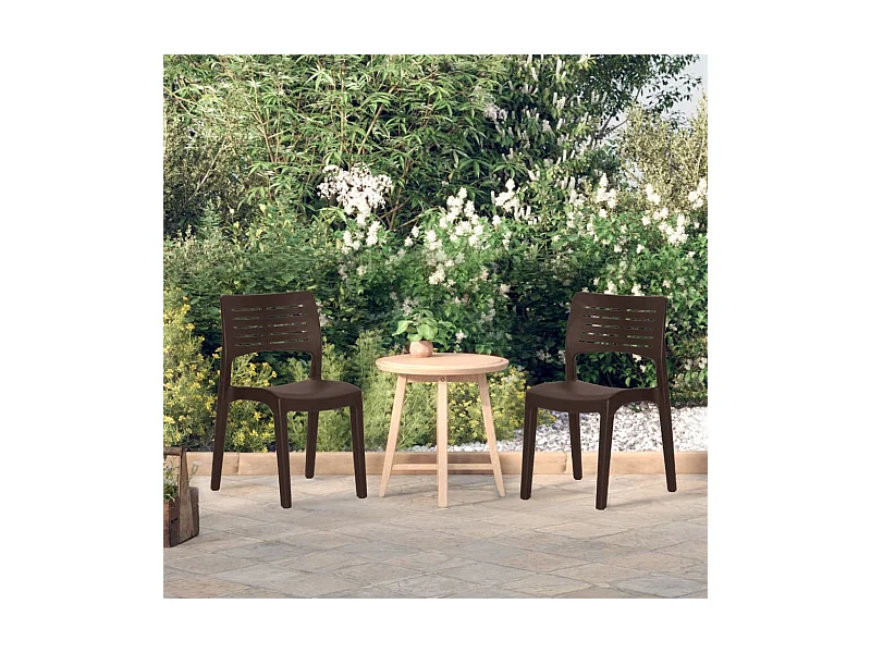Tuinstoelen 2 st polypropeen mokkakleurig NL33744