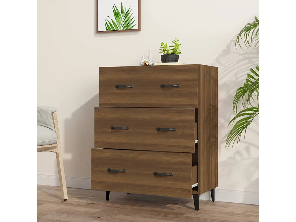 Sideboard Lowboard - Braun Eichen-Optik 69,5x34x90 cm Holzwerkstoff -RM32329