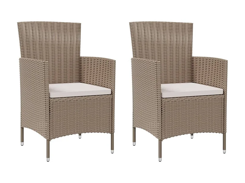 Sillas de jardín con cojines 2 unidades ratán sintético beige ES83008