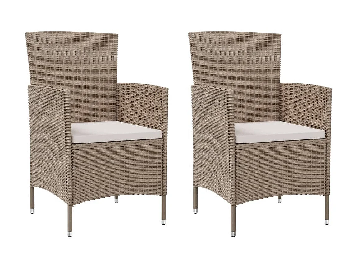 Sillas de jardín con cojines 2 unidades ratán sintético beige ES83008