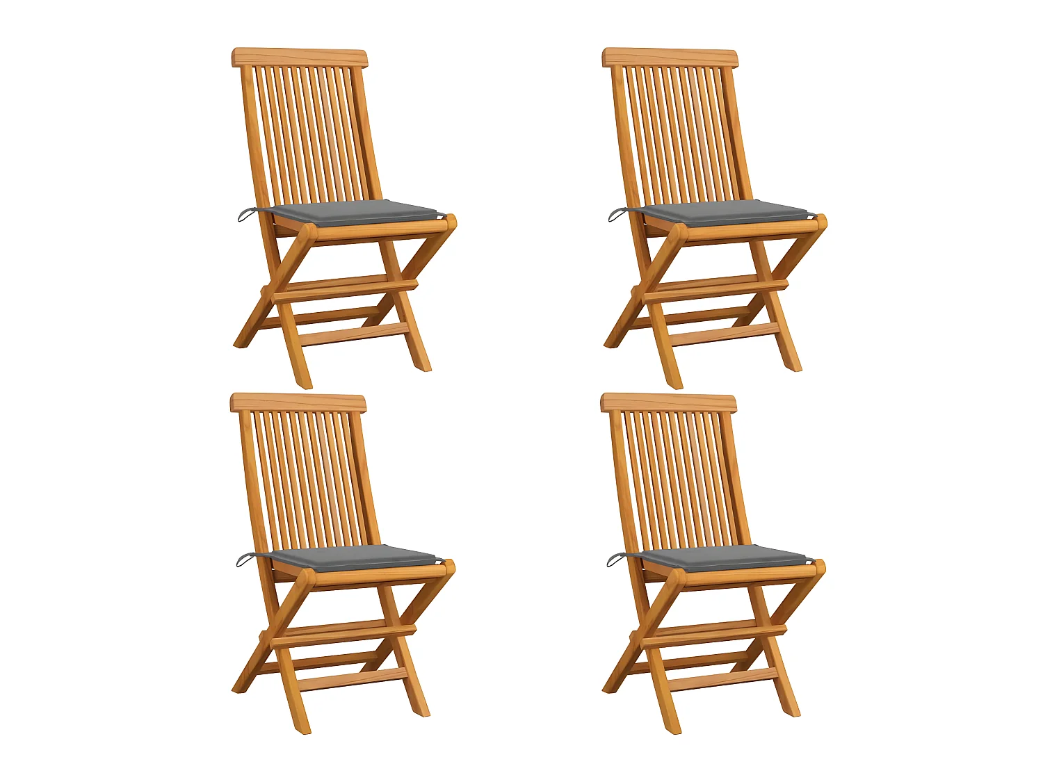 Chaises de jardin avec coussins gris 4 pcs Bois de teck massif SEF46144