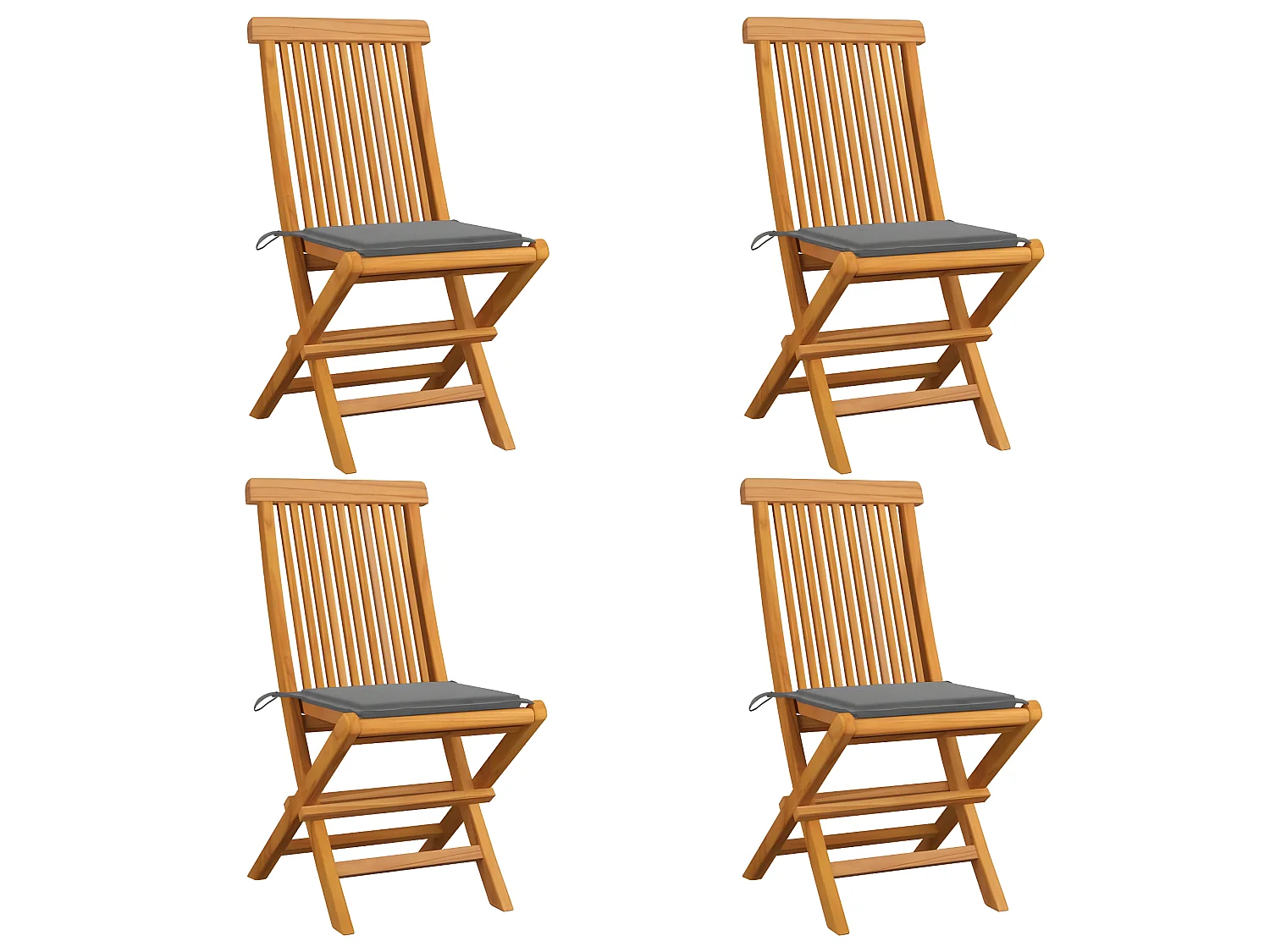 Chaises de jardin avec coussins gris 4 pcs Bois de teck massif SEF46144