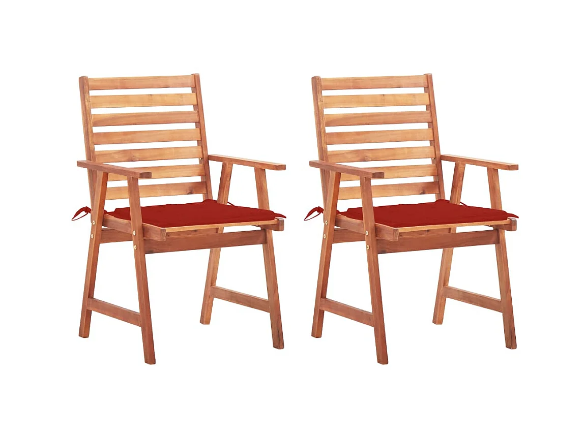 Chaises à dîner d'extérieur 2 pcs avec coussins Acacia massif SEF43830
