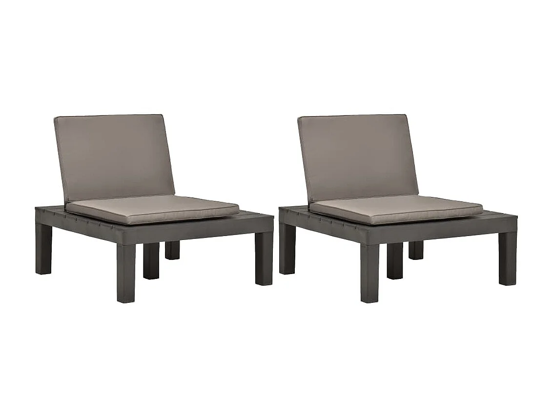 Chaises de salon de jardin et coussins 2pcs Plastique Anthracite SEF48273