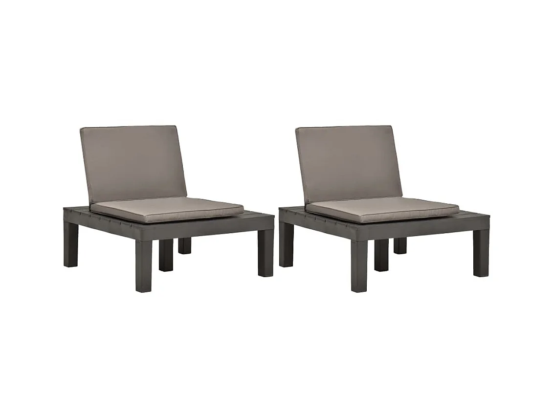 Chaises de salon de jardin et coussins 2pcs Plastique Anthracite SEF48273