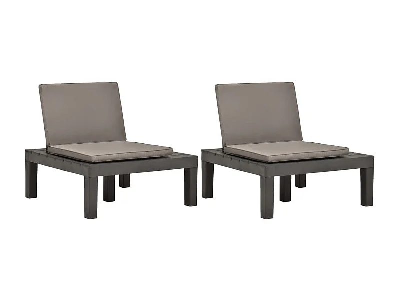 Chaises de salon de jardin et coussins 2pcs Plastique Anthracite SEF48273