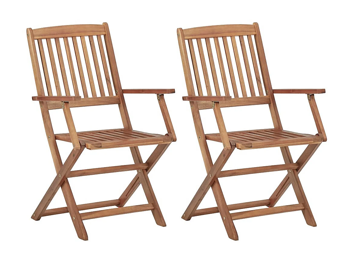 Klappbare Gartenstühle 2 Stk.| Outdoor-Stuhl mit Kissen Massivholz Akazie -gkd82138