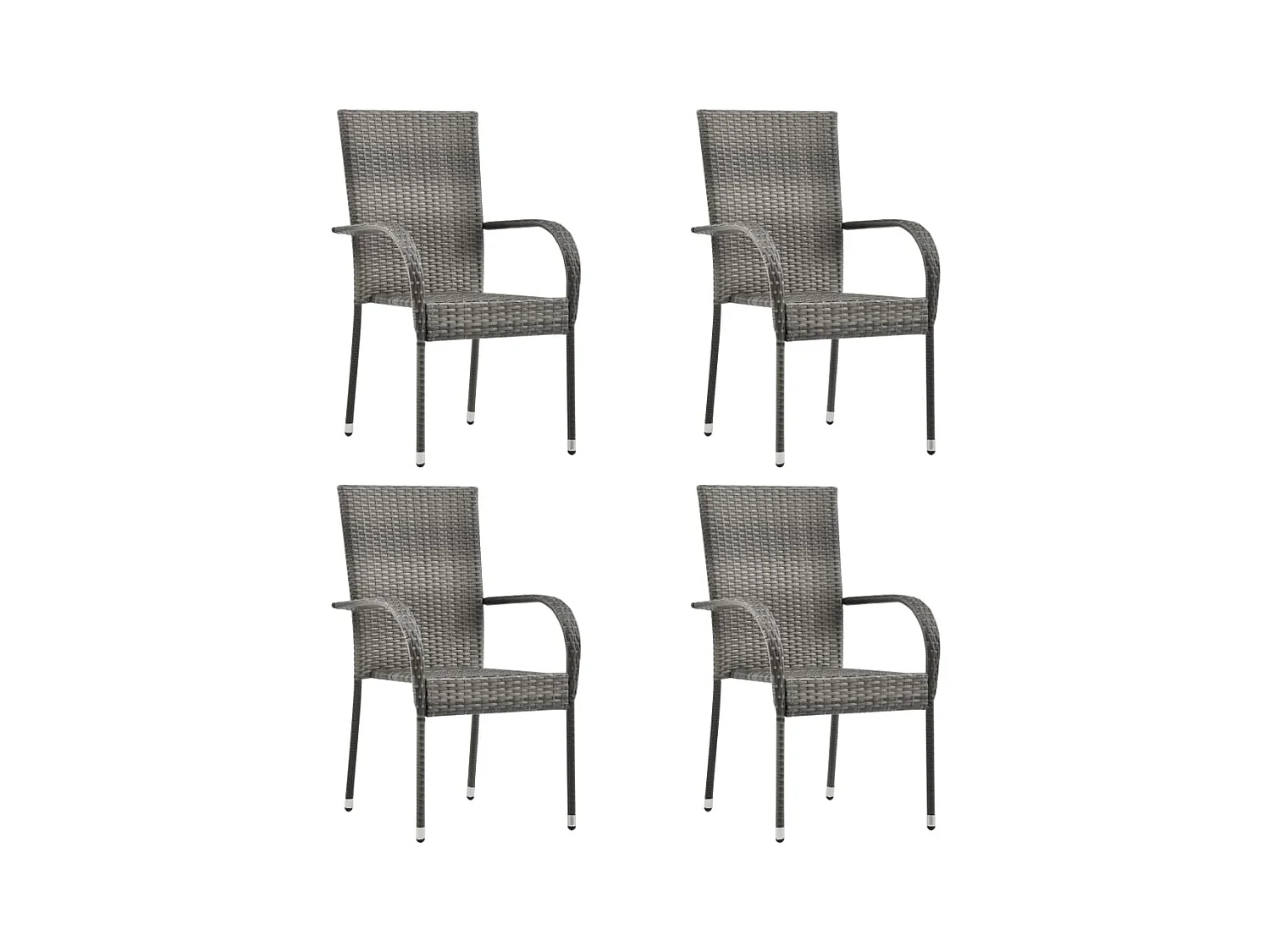 Chaises empilables d'extérieur 4 pcs Gris Résine tressée SEF28544