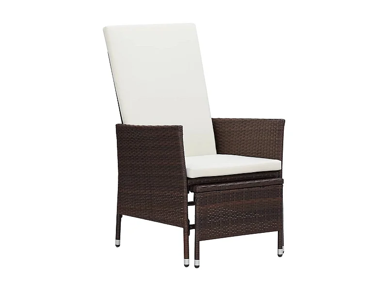 Sillón reclinable de jardín con cojines ratán sintético marrón ES91488