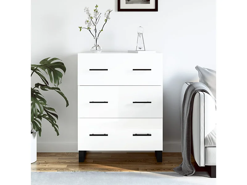 Sideboard Lowboard - Hochglanz-Weiß 69,5x34x90 cm Holzwerkstoff -RM89340