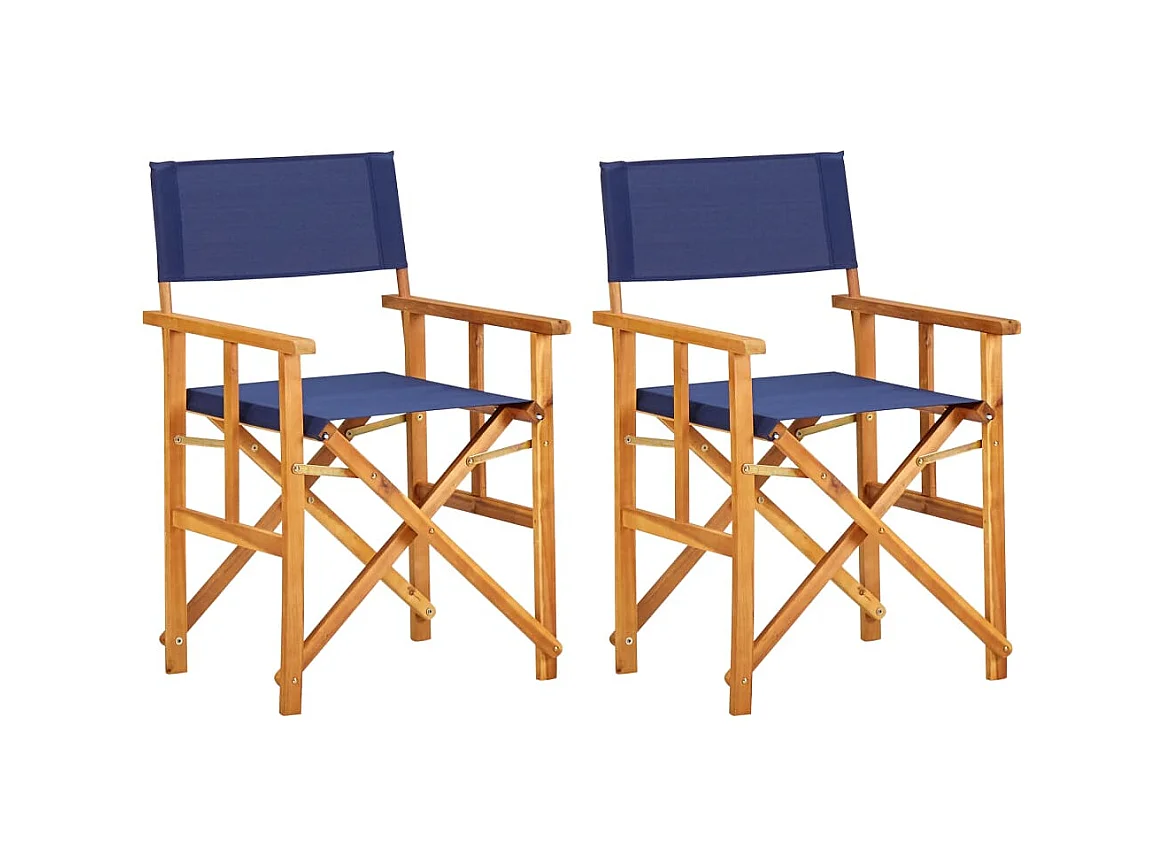 Chaises de metteur en scène 2 pcs Bois massif d'acacia Bleu SEF20050