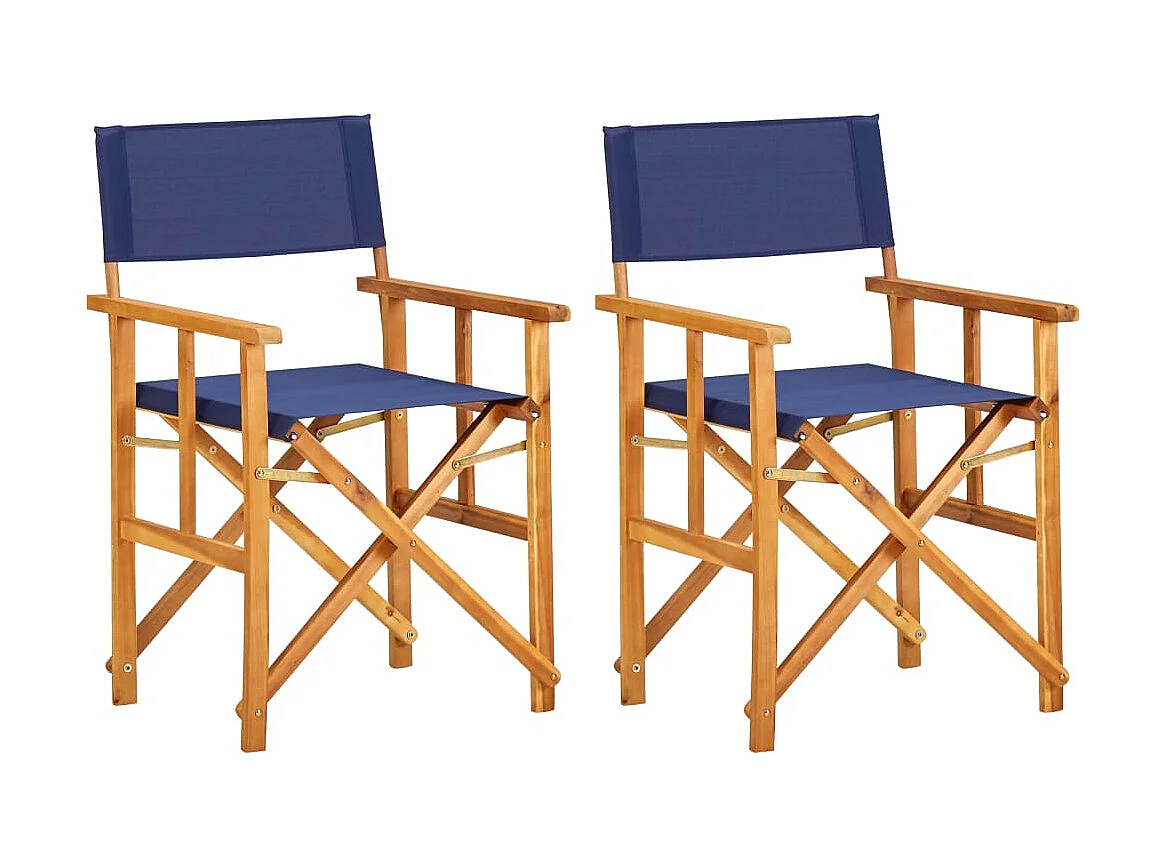 Sillas de director 2 uds madera maciza de acacia azul ES88479