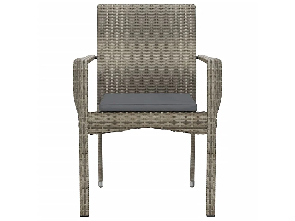 Chaises de jardin avec coussins 2 pcs Résine tressée Gris SEF28862