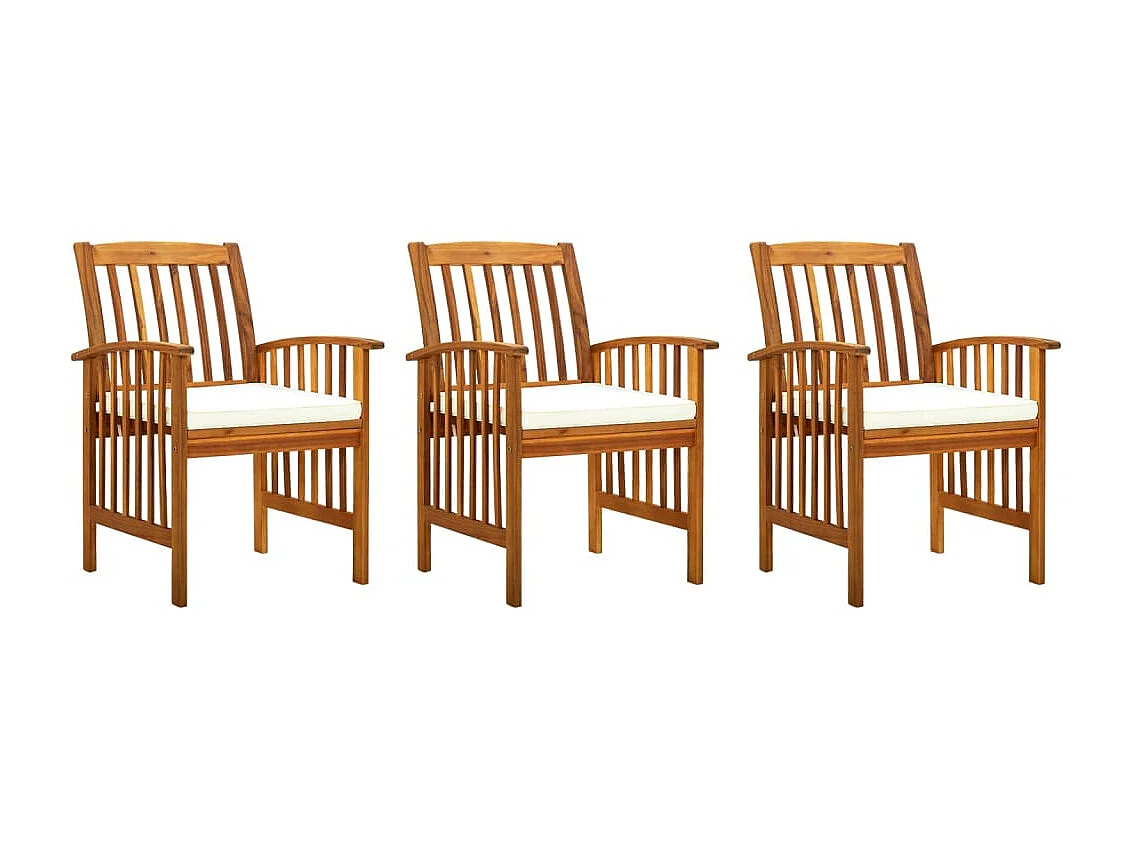 Chaises à dîner de jardin 3pcs et coussins Bois d'acacia massif SEF63956