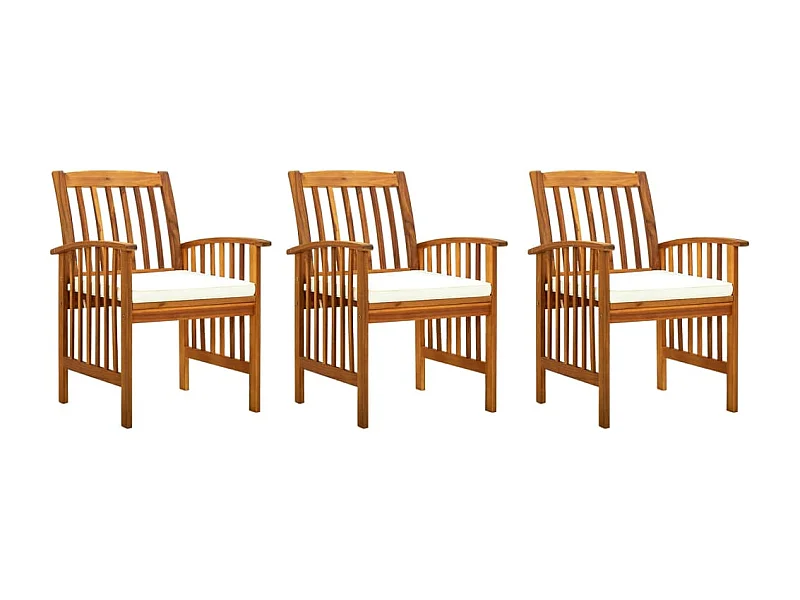 Chaises à dîner de jardin 3pcs et coussins Bois d'acacia massif SEF63956