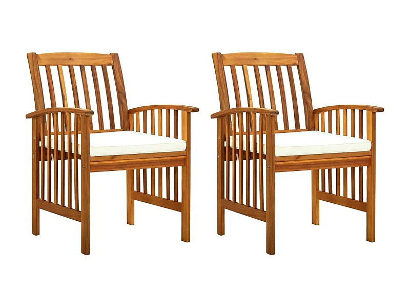 Cadeiras de jantar p/ jardim 2 pcs c/ almofadões acácia maciça PT894091