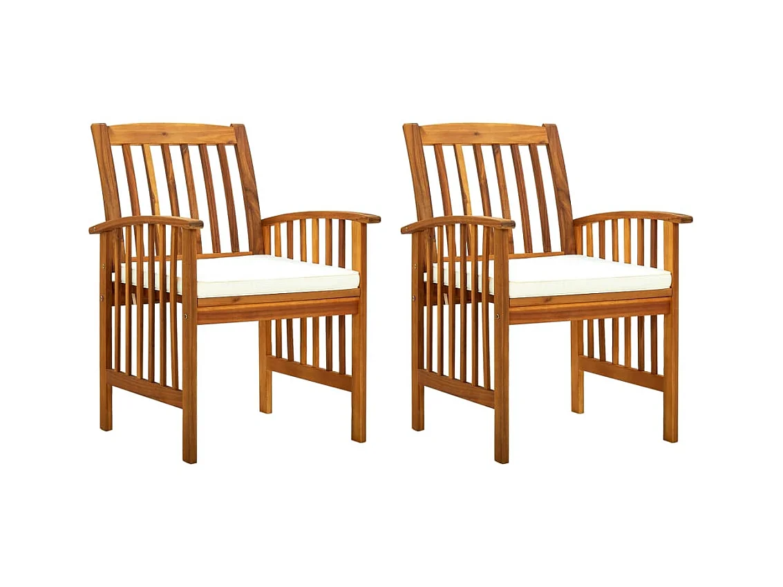 Chaises à dîner de jardin 2pcs et coussins Bois d'acacia massif SEF16052