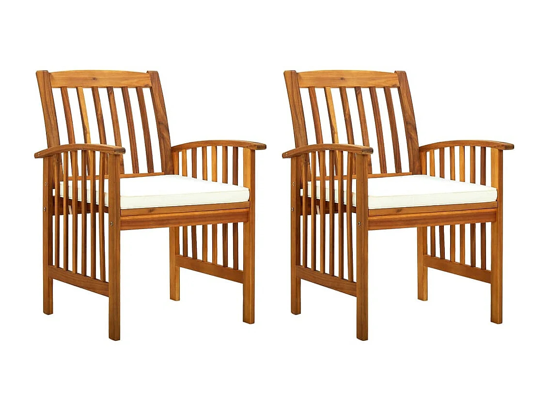 Cadeiras de jantar p/ jardim 2 pcs c/ almofadões acácia maciça PT894091