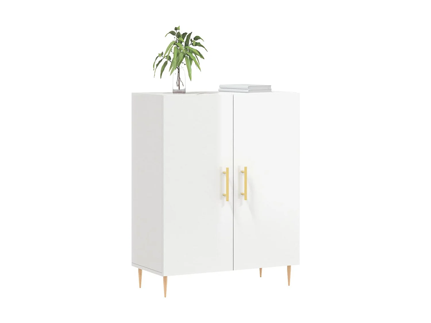 Sideboard Lowboard - Hochglanz-Weiß 69,5x34x90 cm Holzwerkstoff -RM52974