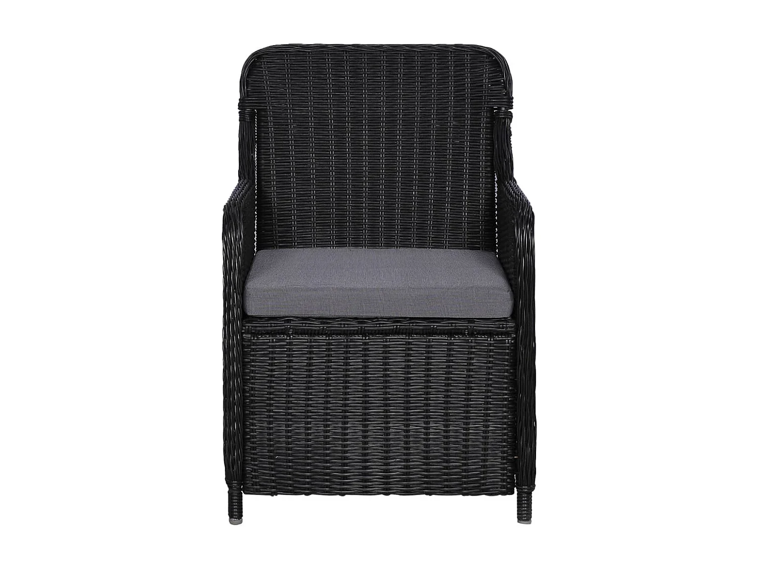 Cadeiras de exterior c/ almofadões 2 pcs vime PE preto PT641775