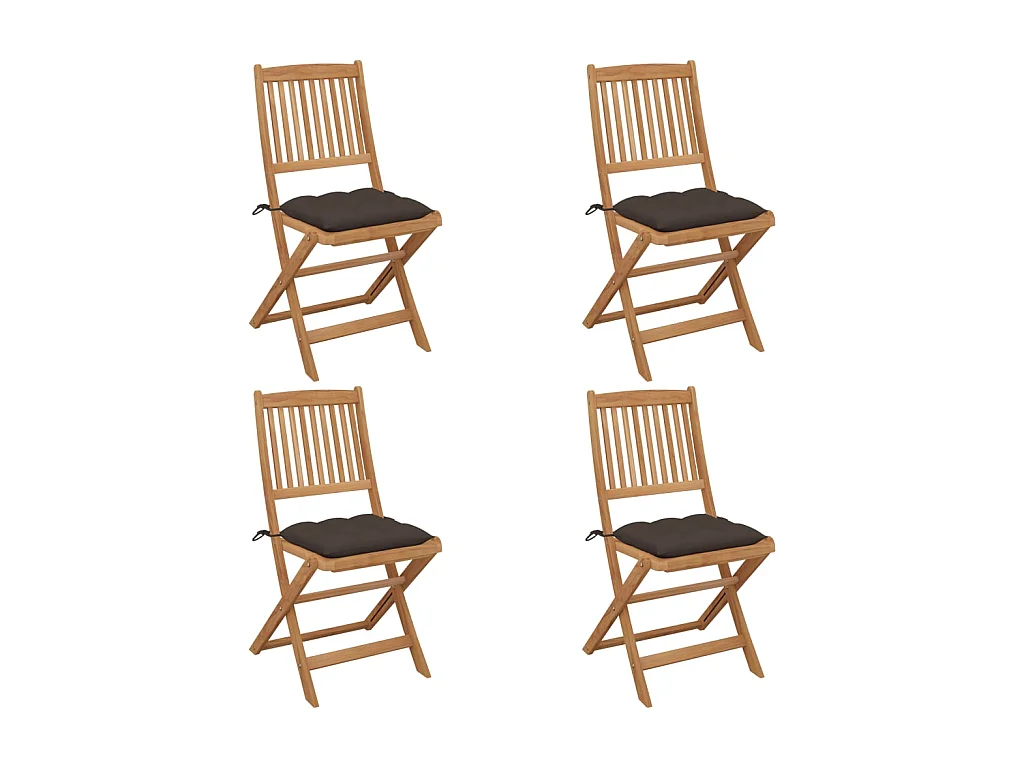 Chaises pliables de jardin 4 pcs avec coussins Bois d'acacia SEF62654