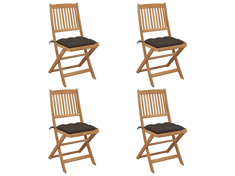 Chaises pliables de jardin 4 pcs avec coussins Bois d'acacia SEF62654