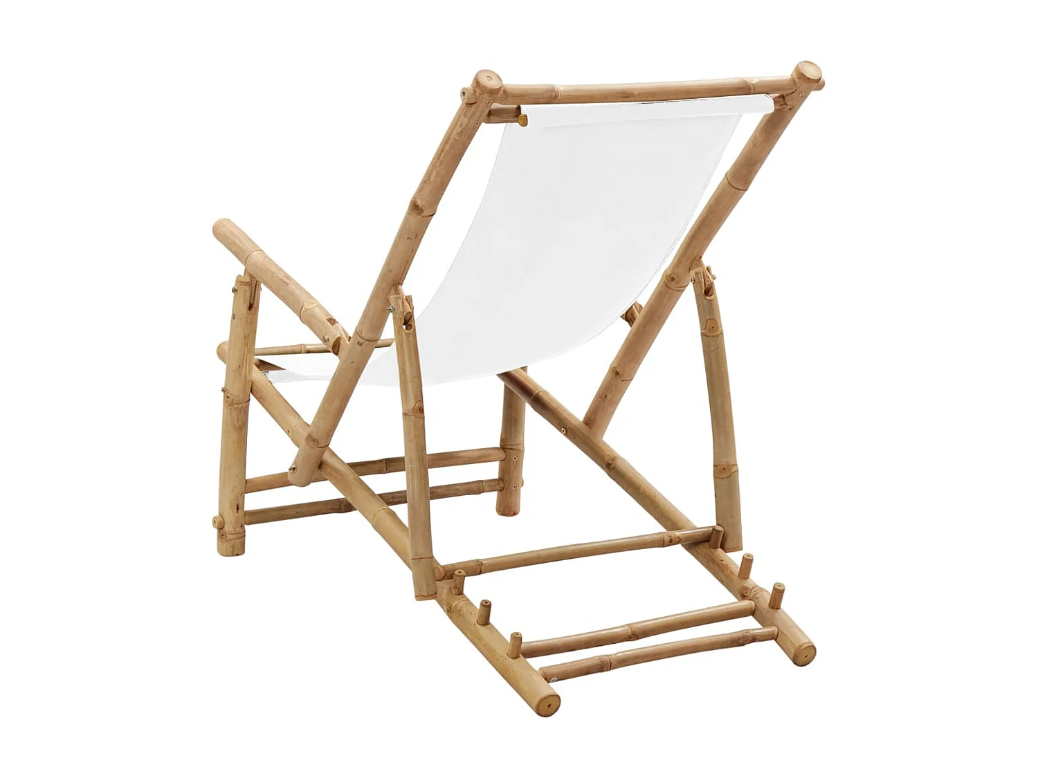 Chaise de jardin Bambou et toile Blanc crème SEF78853