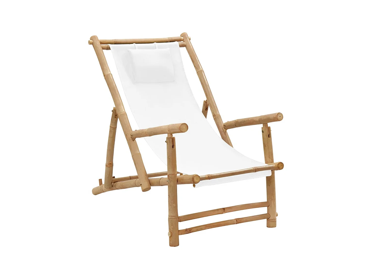 Chaise de jardin Bambou et toile Blanc crème SEF78853