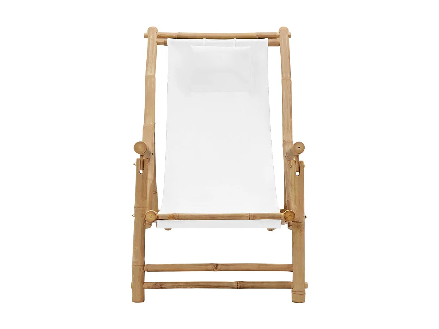 Terrasstoel bamboe en canvas crèmewit NL60470