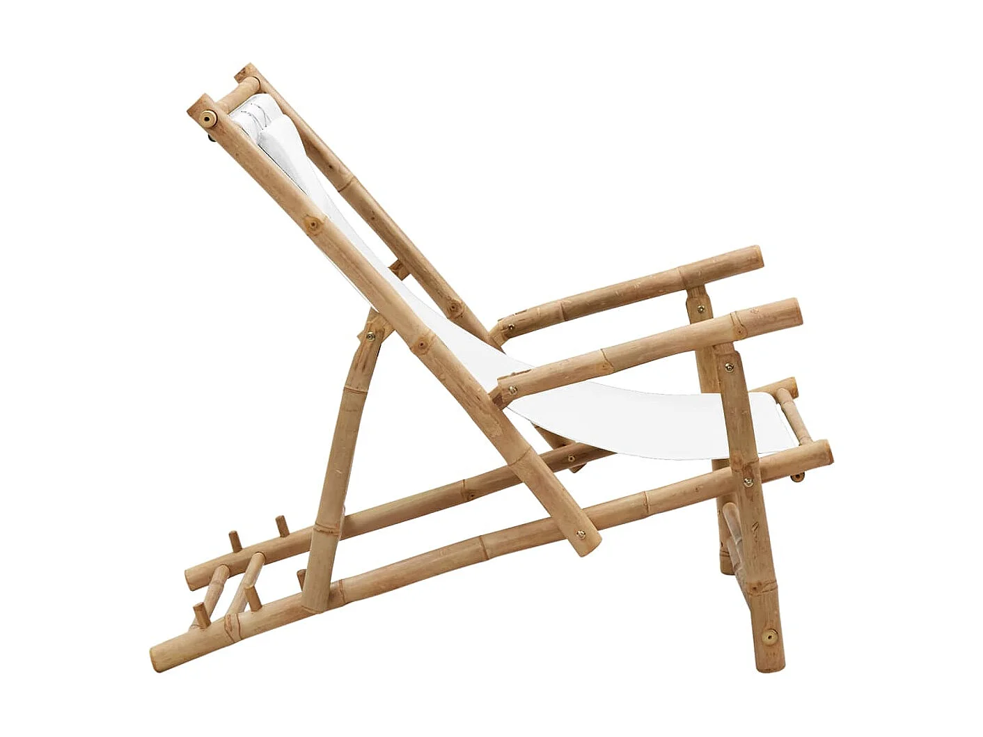 Terrasstoel bamboe en canvas crèmewit NL60470