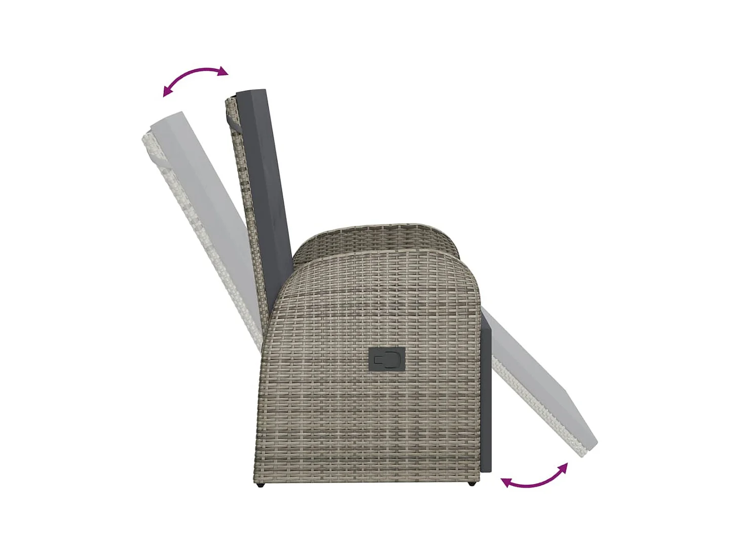 Sillón reclinable de jardín con cojín ratán sintético gris ES92793