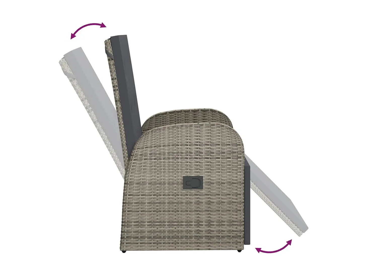 Chaise inclinable de jardin et coussin Résine tressée Gris SEF15591