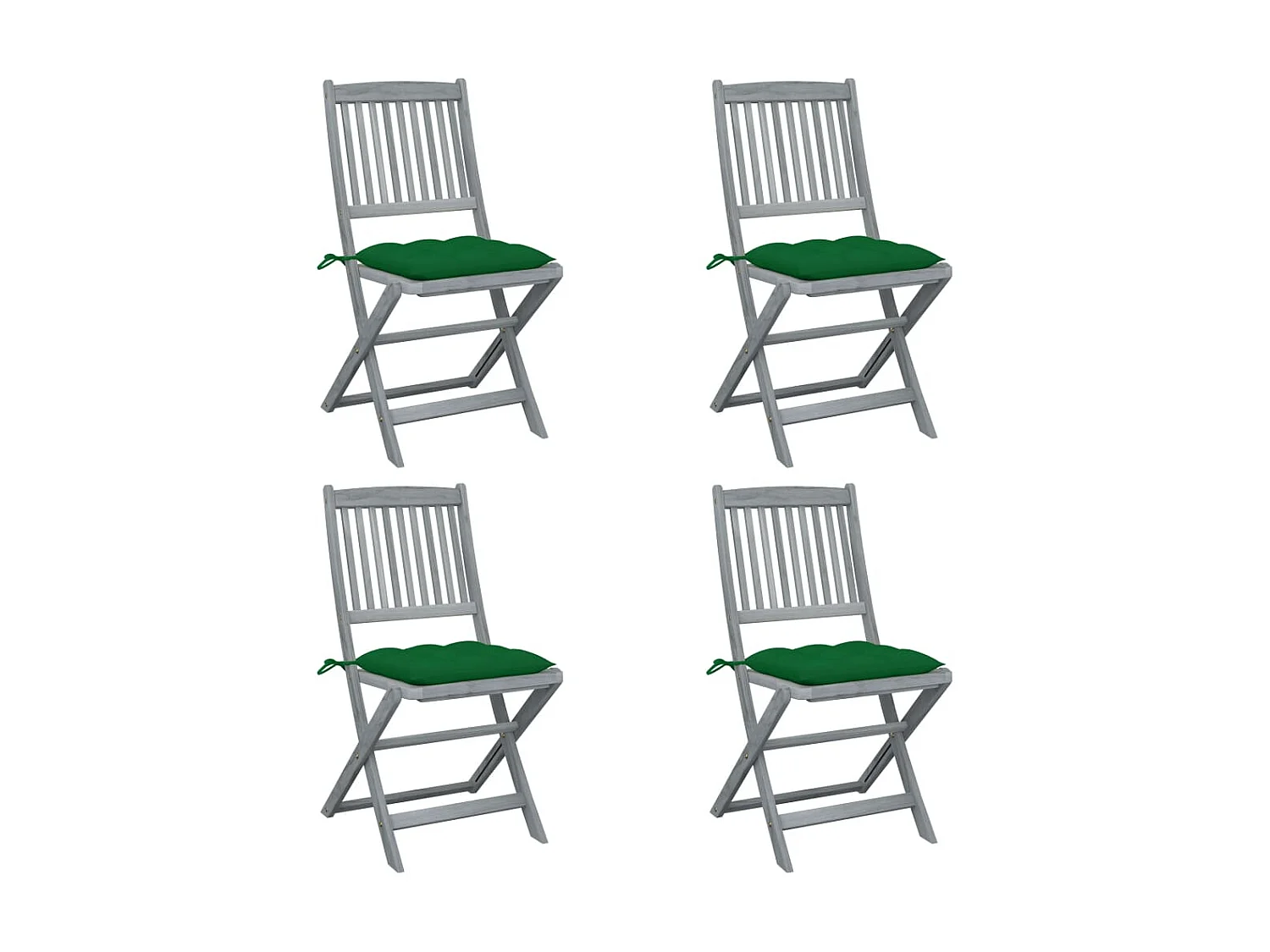 Chaises pliables d'extérieur 4 pcs avec coussins Bois d'acacia SEF33534