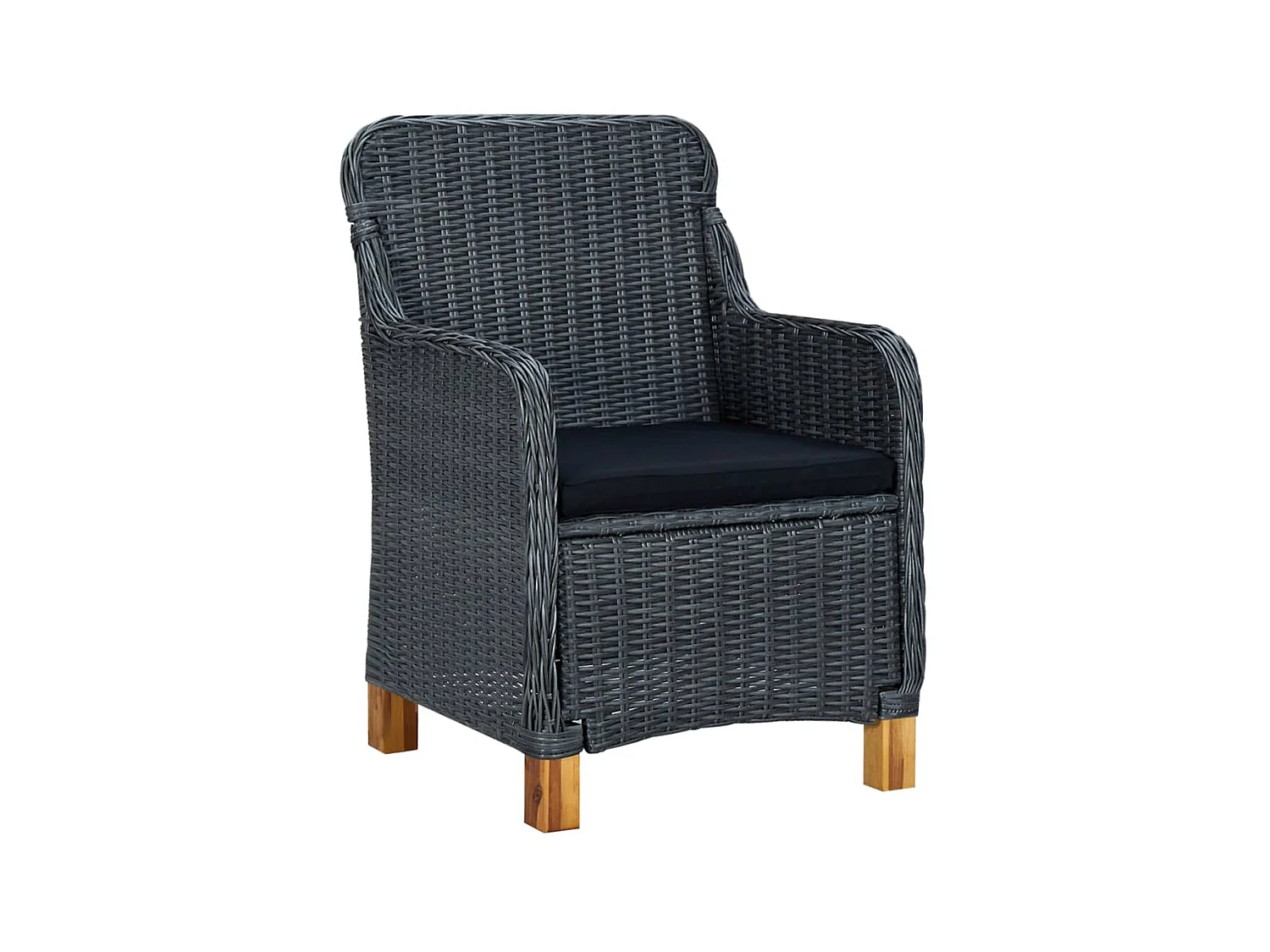 Chaises de jardin avec coussins 2 pcs Résine tressée Gris foncé SEF25638
