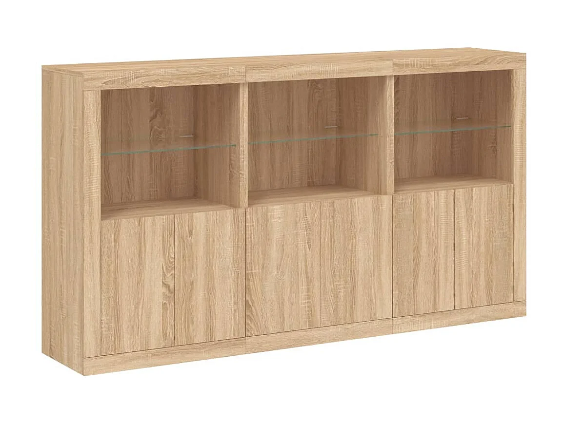 Sideboard mit LED-Leuchten Anrichte Sonoma-Eiche 181,5x37x100 cm -RM98340