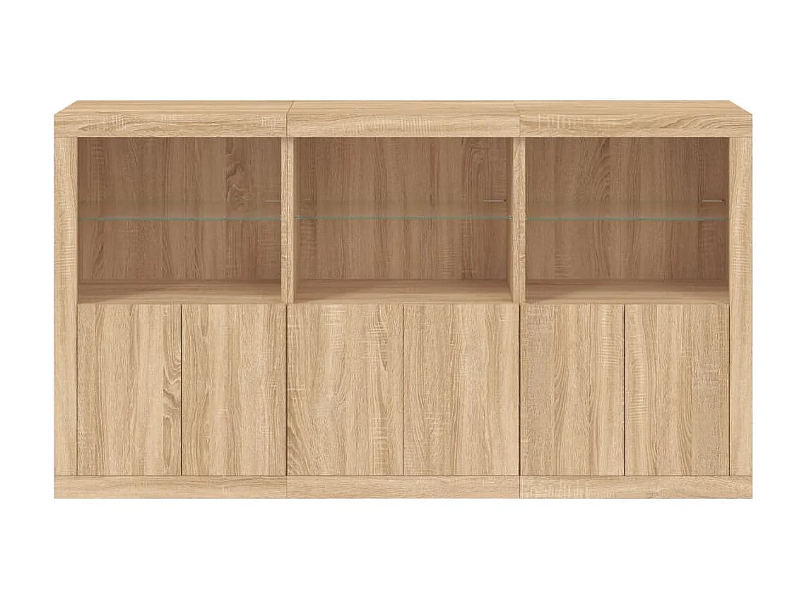 Sideboard mit LED-Leuchten Anrichte Sonoma-Eiche 181,5x37x100 cm -RM98340