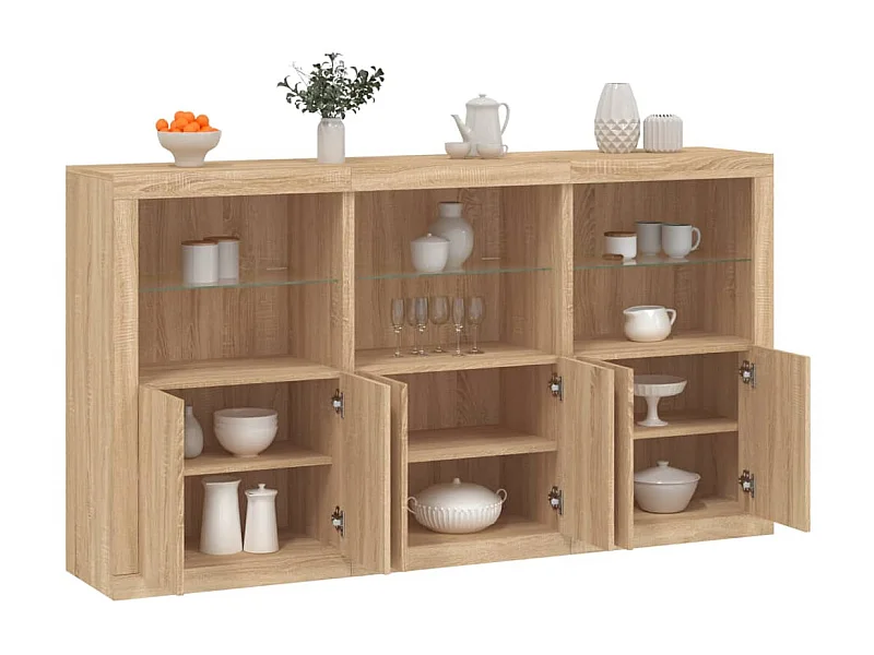 Sideboard mit LED-Leuchten Anrichte Sonoma-Eiche 181,5x37x100 cm -RM98340
