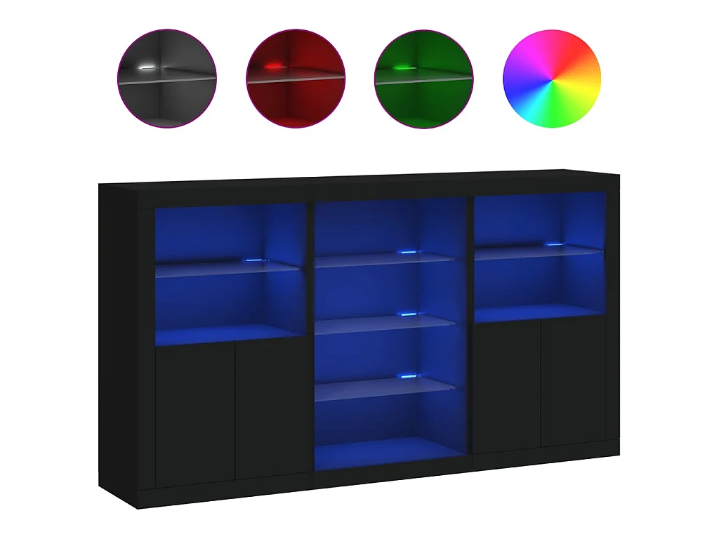 Sideboard mit LED-Leuchten Anrichte Schwarz 181,5x37x100 cm -RM54902