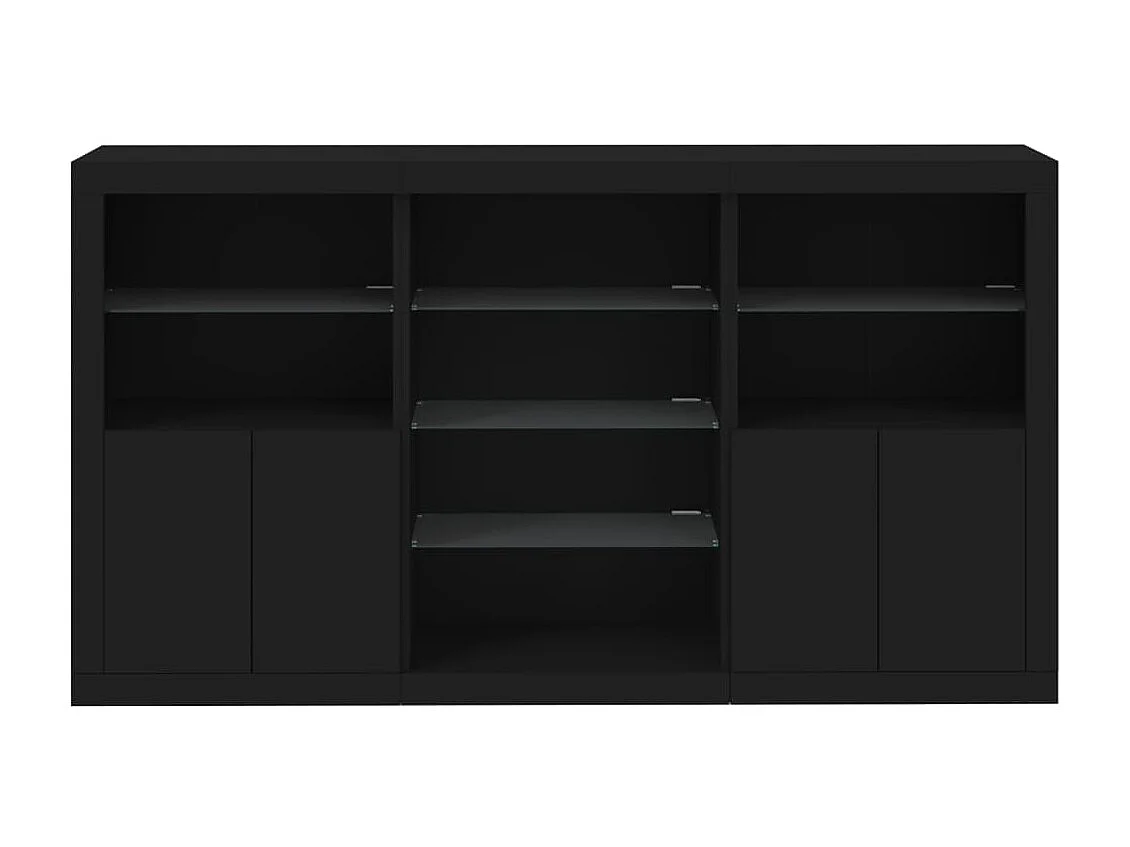 Sideboard mit LED-Leuchten Anrichte Schwarz 181,5x37x100 cm -RM54902
