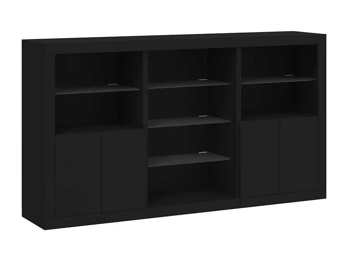 Sideboard mit LED-Leuchten Anrichte Schwarz 181,5x37x100 cm -RM54902
