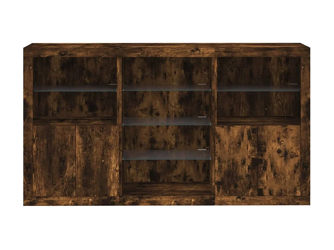 Sideboard mit LED-Leuchten Anrichte Räuchereiche 181,5x37x100 cm -RM40280