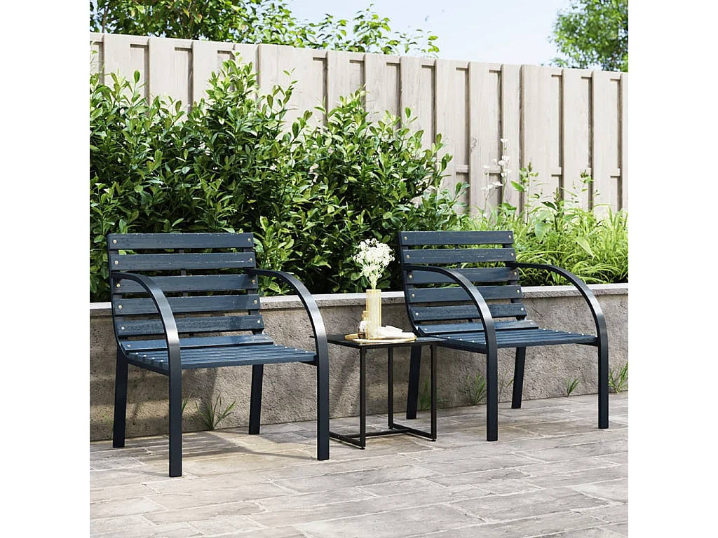 Chaises de jardin 2 pcs Gris Bois SEF69012