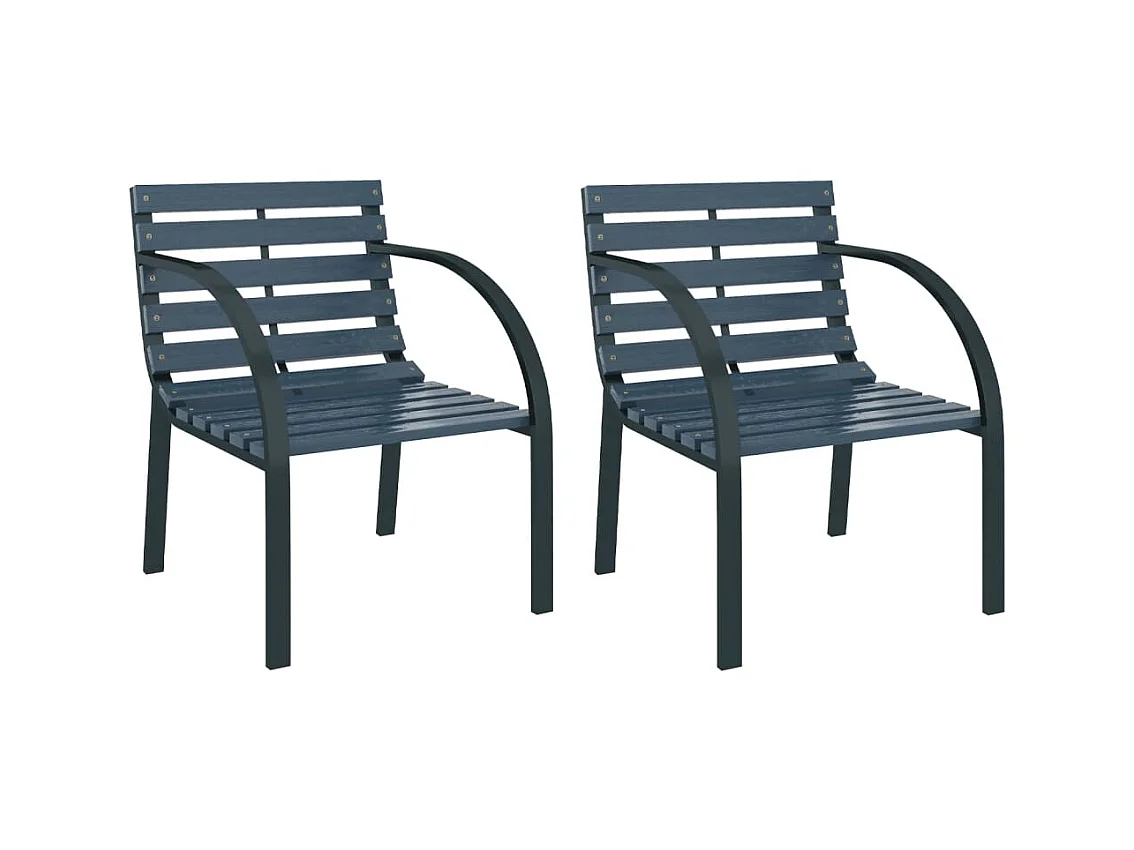 Chaises de jardin 2 pcs Gris Bois SEF69012