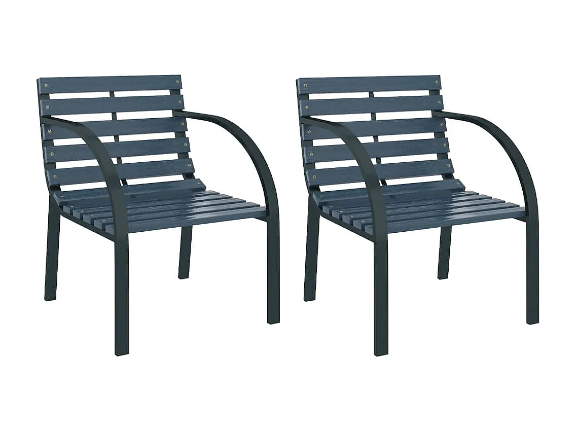 Chaises de jardin 2 pcs Gris Bois SEF69012