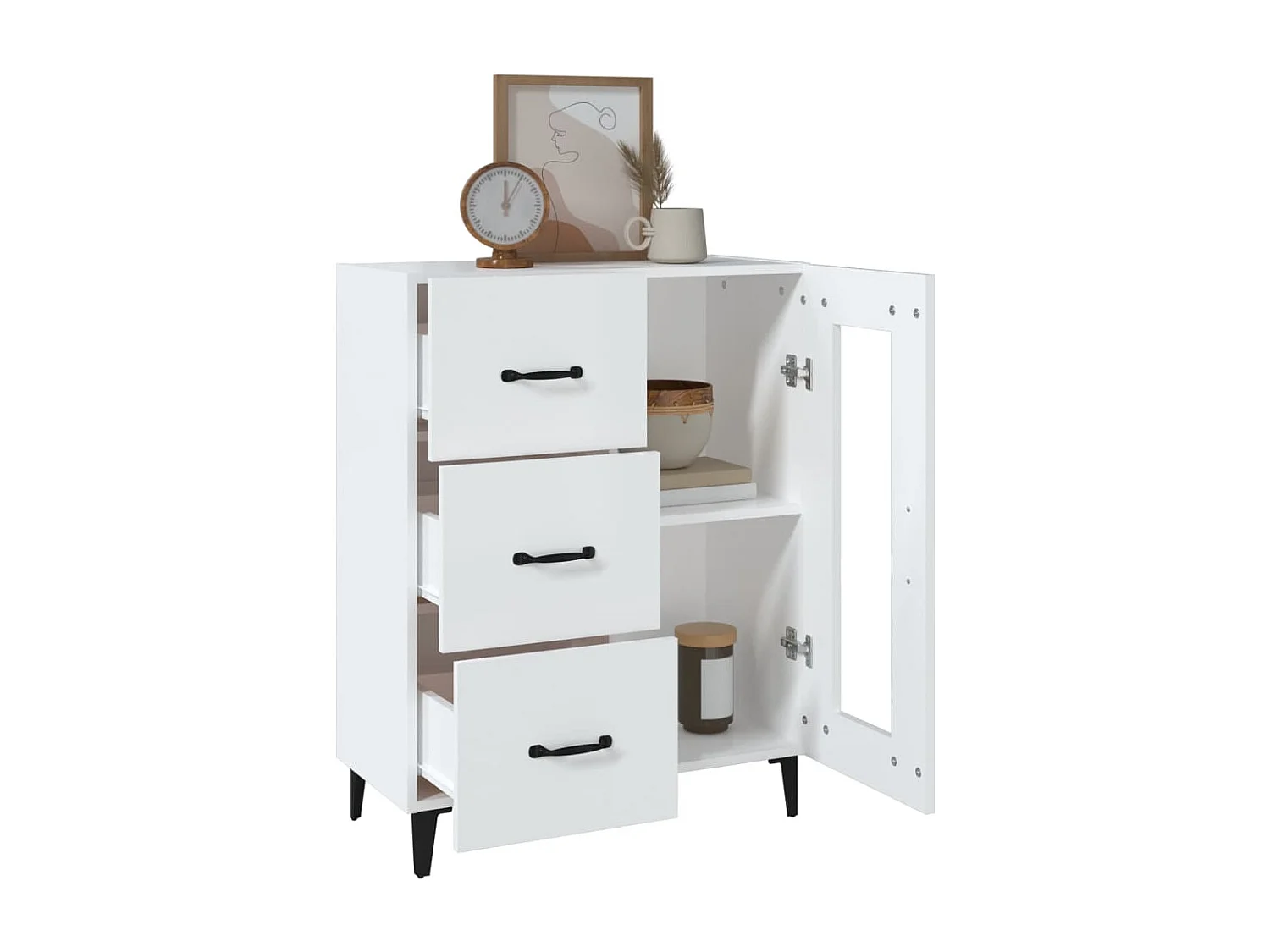 Sideboard Weiß Anrichte 69,5x34x90 cm Holzwerkstoff -RM51076