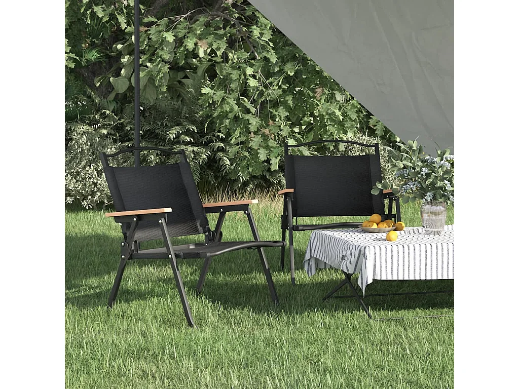 Sillas de camping 2 uds tela Oxford negro 54x43x59 cm ES60156