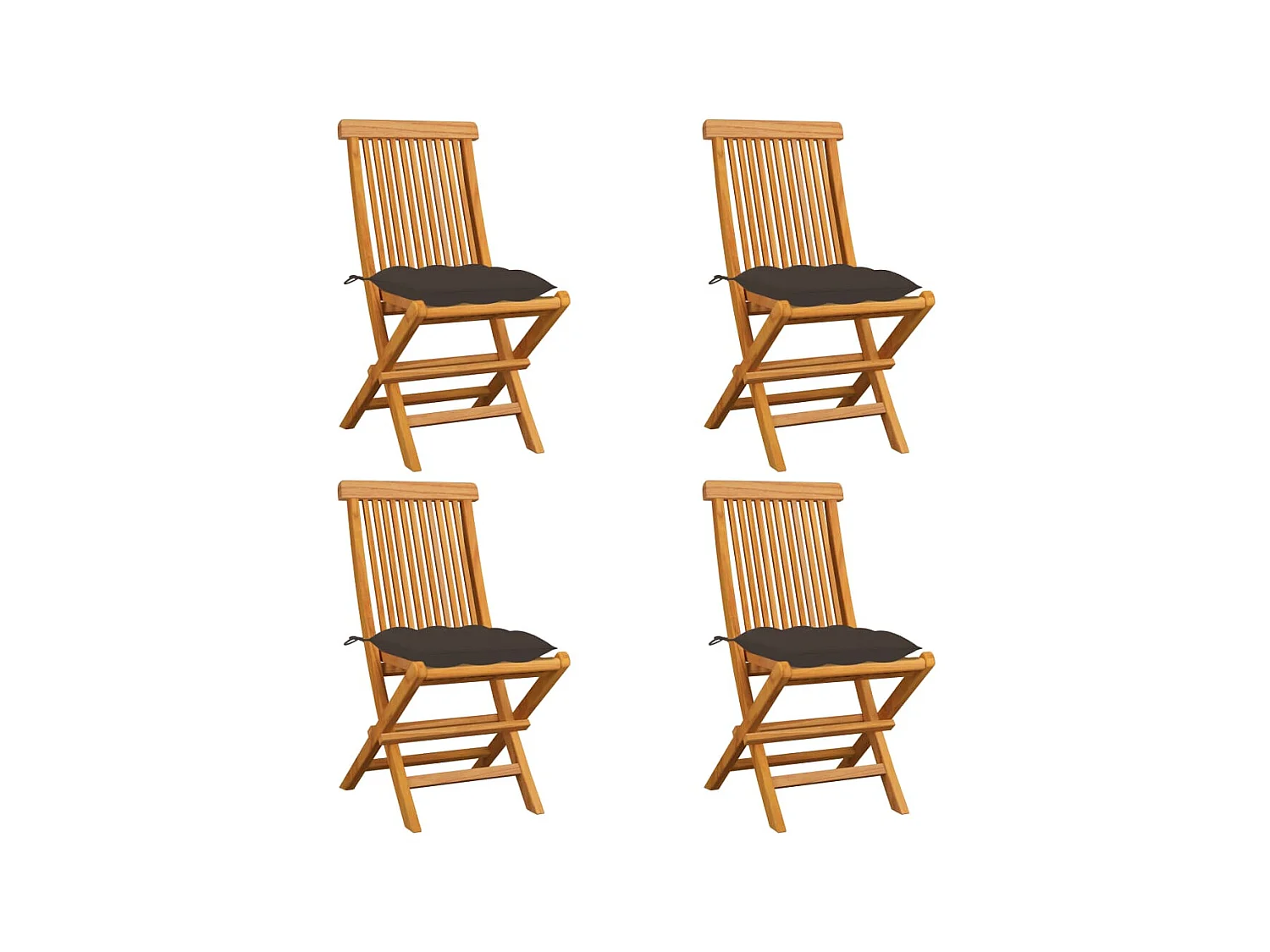 Sillas de jardín 4 uds madera de teca con cojines gris taupe ES10083