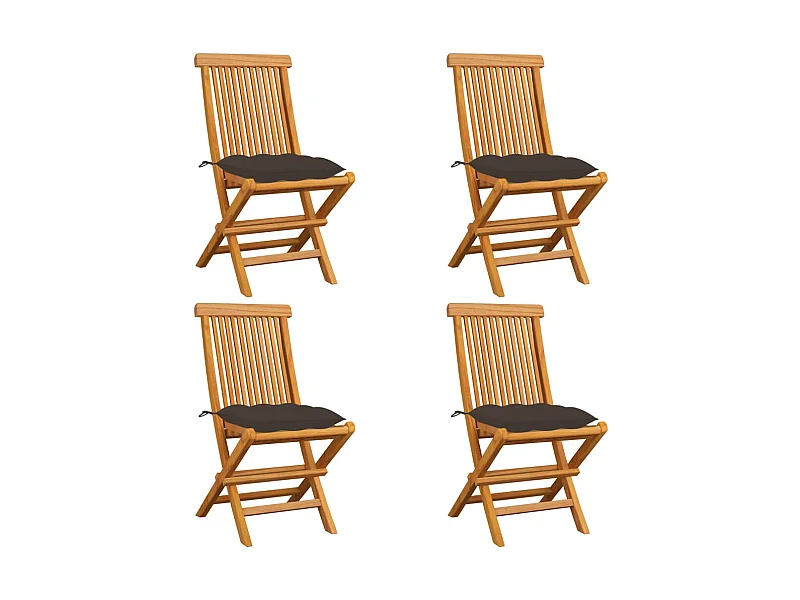Chaises de jardin avec coussins taupe 4 pcs Bois de teck massif SEF32143