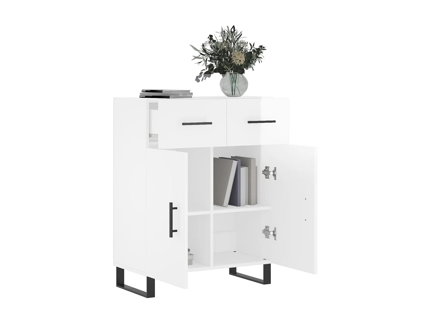 Sideboard Lowboard - Hochglanz-Weiß 69,5x34x90 cm Holzwerkstoff -RM81779